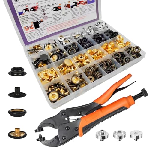 SUNAROC Druckknöpfe Metall 15mm, 100 Set Druckknöpfe Metall Mit Zange, Leinwand Druckknöpfe, Für Bootstasche,Leder,DIY Craft SUNAROC Druckknöpfe Metall 15mm, 100 Set Druckknöpfe Metall Mit Zange, Leinwand Druckknöpfe, Für Bootstasche,Leder,DIY Craft von SUNAROC
