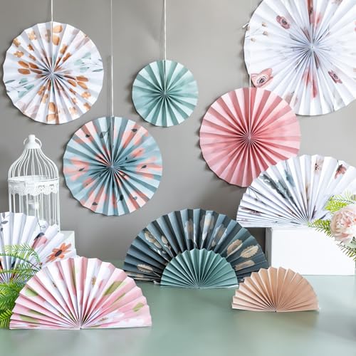 SUNBEAUTY 11 Stück Papier Fächer Hängend Party Dekoration Weiß Rosa Grün Papierfächer für Hochzeit Geburtstag Baby Shower Sommer Party Deko SUNBEAUTY 11 Stück Papier Fächer Hängend Party Dekoration Weiß Rosa Grün Papierfächer für Hochzeit Geburtstag Baby Shower Sommer Party Deko von SUNBEAUTY