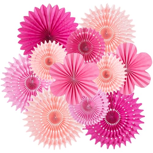 SUNBEAUTY 11 Stück Rosa Papier Fächer Set Pink Papier Party Dekorationen Hängende Blume Papier Fächerblume für Geburtstag Party Hochzeit Neujahr Baby Shower Gartenparty SUNBEAUTY 11 Stück Rosa Papier Fächer Set Pink Papier Party Dekorationen Hängende Blume Papier Fächerblume für Geburtstag Party Hochzeit Neujahr Baby Shower Gartenparty von SUNBEAUTY