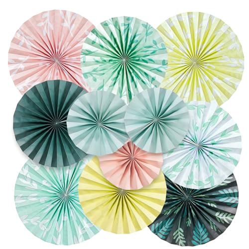 SUNBEAUTY 11er Set Papier Fächer Dekoration Hanging Party Dunkelgrün Gelblich Papierfächer Rosa Salbeigrün Party Deko Set für Geburtstag Hochzeit Tischdeko Backdrop Garland SUNBEAUTY 11er Set Papier Fächer Dekoration Hanging Party Dunkelgrün Gelblich Papierfächer Rosa Salbeigrün Party Deko Set für Geburtstag Hochzeit Tischdeko Backdrop Garland von SUNBEAUTY