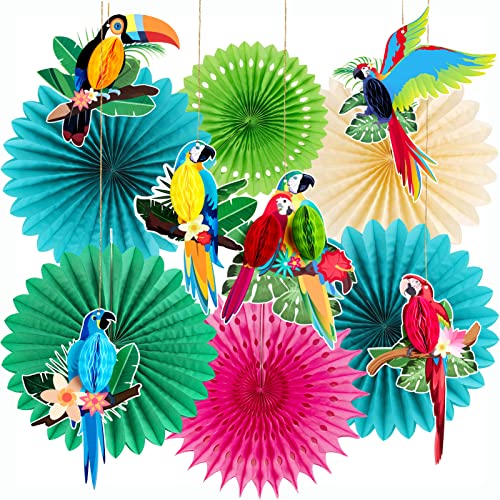 SUNBEAUTY 12 Stück Hawaii Party Deko Enthält 6 x Papier Fächer, 6 x Tropische Vogeldekoration, Hängende Girlande Papierfächer und Papagei Wabenbälle für Sommerdeko, Hawaii Deko, Dschungel Deko SUNBEAUTY 12 Stück Hawaii Party Deko Enthält 6 x Papier Fächer, 6 x Tropische Vogeldekoration, Hängende Girlande Papierfächer und Papagei Wabenbälle für Sommerdeko, Hawaii Deko, Dschungel Deko von SUNBEAUTY