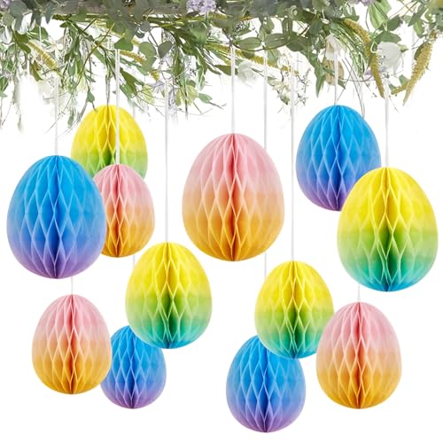 SUNBEAUTY 12 Stück Ostereier Papier Wabenbälle 12 Cm Bunt Ostereier Deko Osterdekorationen Aufhängen Waben Osterei Faltbare Osterdekoration SUNBEAUTY 12 Stück Ostereier Papier Wabenbälle 12 Cm Bunt Ostereier Deko Osterdekorationen Aufhängen Waben Osterei Faltbare Osterdekoration von SUNBEAUTY
