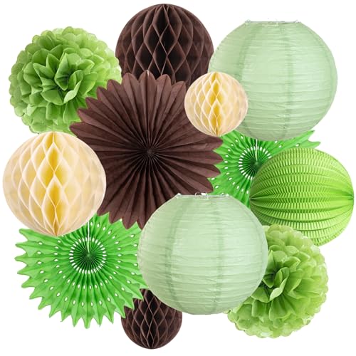 SUNBEAUTY 12 Stück Seidenpapier Pompons Deko Grün Braun Gelb Papier Pompoms Papierfächer Lampions für Geburtstag Hochzeit Gartenparty Dekoration SUNBEAUTY 12 Stück Seidenpapier Pompons Deko Grün Braun Gelb Papier Pompoms Papierfächer Lampions für Geburtstag Hochzeit Gartenparty Dekoration von SUNBEAUTY