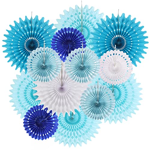 SUNBEAUTY 15 Stücke Papier Fächer Hängend Papiergirlande Blau und Weiß deko für Geburtstag, Hochzeiten, Baby Shower, Party Dekoration SUNBEAUTY 15 Stücke Papier Fächer Hängend Papiergirlande Blau und Weiß deko für Geburtstag, Hochzeiten, Baby Shower, Party Dekoration von SUNBEAUTY