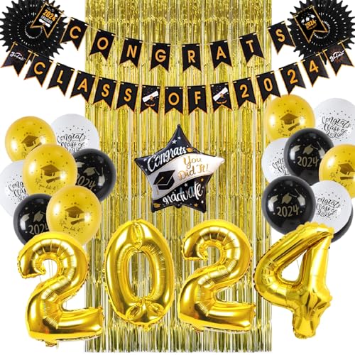 SUNBEAUTY 2024 Abschlussfeier Party Dekoration Congrats Graduation Partydeko 2024 Abitur Graduierung Deko von SUNBEAUTY