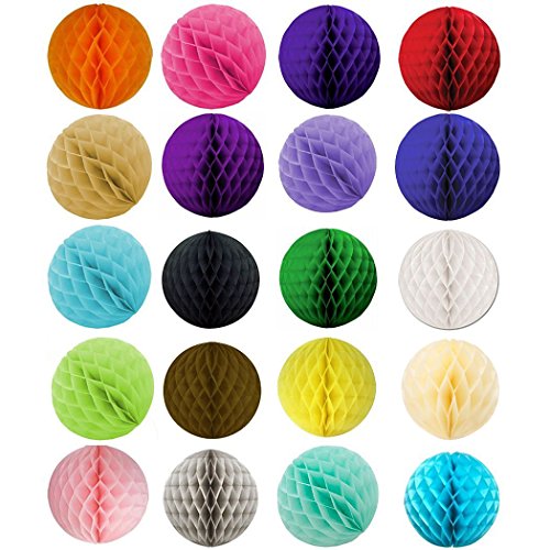 SUNBEAUTY 20er Set Mini 8cm Wabenball Honeycomb Balls Zeremonie Dekoration (8cm) von SUNBEAUTY