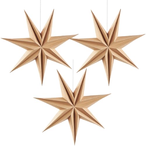 SUNBEAUTY 3 Stück Papier Stern 30cm Original Holzfarbe Faltstern Weihnachten Dekoration 7 Zacken Faltsterne Party Deko für Hochzeit Geburtstag Tischdeko Weihnachtsdekoration SUNBEAUTY 3 Stück Papier Stern 30cm Original Holzfarbe Faltstern Weihnachten Dekoration 7 Zacken Faltsterne Party Deko für Hochzeit Geburtstag Tischdeko Weihnachtsdekoration von SUNBEAUTY