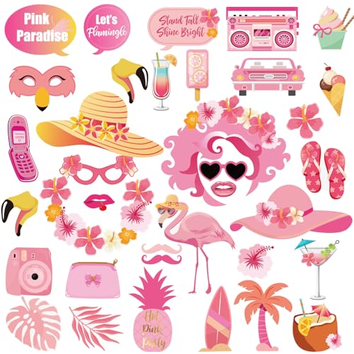 SUNBEAUTY 36 Stück Hawaii Foto Requisiten Rosa Flamingos Photo Booth Props für Sommer Party Dekoration Geburtstag Dekorationen Poolparty SUNBEAUTY 36 Stück Hawaii Foto Requisiten Rosa Flamingos Photo Booth Props für Sommer Party Dekoration Geburtstag Dekorationen Poolparty von SUNBEAUTY
