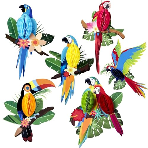 SUNBEAUTY Hawaii Dschungel Deko 6 Stück Tropische Vögel Wabenausschnitte Hängende Papagei Papier Ausschnitte Hawaii Deko für Gartenparty Sommerfest Deko SUNBEAUTY Hawaii Dschungel Deko 6 Stück Tropische Vögel Wabenausschnitte Hängende Papagei Papier Ausschnitte Hawaii Deko für Gartenparty Sommerfest Deko von SUNBEAUTY