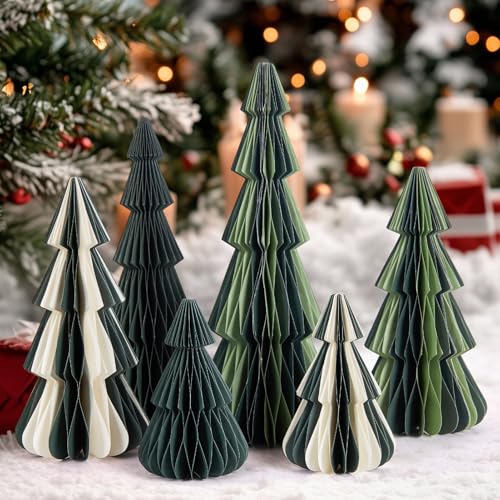 SUNBEAUTY 6 Stück weihnachtsdekoration Tischdeko matt Grün 3D Papier Weihnachtsbaum Waben Papiertannenbäume Wiederverwendbar Christmas Baumschmuck Deko für Esstisch Schrank Fensterbank Kaminsims SUNBEAUTY 6 Stück weihnachtsdekoration Tischdeko matt Grün 3D Papier Weihnachtsbaum Waben Papiertannenbäume Wiederverwendbar Christmas Baumschmuck Deko für Esstisch Schrank Fensterbank Kaminsims von SUNBEAUTY