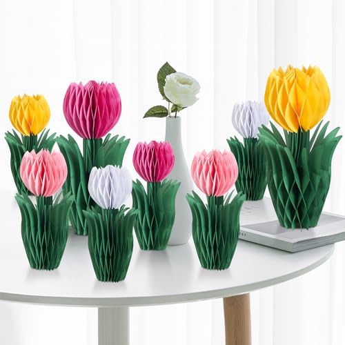 SUNBEAUTY 8 Stück Tulpen Wabenbälle Weiß Rosa Papier Blumen Dekoration Gelb Tulpe Dekor für Tischdekoration Geburtstag Hochzeit Frühling Deko SUNBEAUTY 8 Stück Tulpen Wabenbälle Weiß Rosa Papier Blumen Dekoration Gelb Tulpe Dekor für Tischdekoration Geburtstag Hochzeit Frühling Deko von SUNBEAUTY