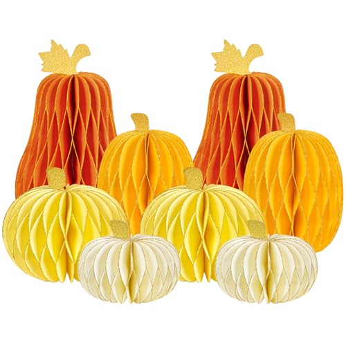 SUNBEAUTY 8 Stück Papier Honeycomb Kürbisse Orange Papier Wabenbälle Kürbis Cremefarbene Gelb Papier Laternen für Thanksgiving Halloween Party Dekoration Herbstdeko Herbstdekorationen SUNBEAUTY 8 Stück Papier Honeycomb Kürbisse Orange Papier Wabenbälle Kürbis Cremefarbene Gelb Papier Laternen für Thanksgiving Halloween Party Dekoration Herbstdeko Herbstdekorationen von SUNBEAUTY