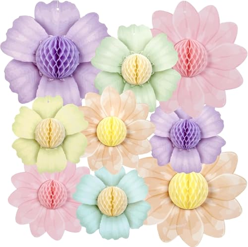 SUNBEAUTY 9 PCS 10 Zoll Sommer Blumen Honeycomb Bälle Dekorationen Pastell Papier Blume Dekorationen für Hochzeit Hintergrund Braut Dusche Geburtstag Party Dekorationen von SUNBEAUTY