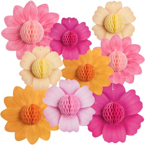 SUNBEAUTY 9 Stück Papierblumen Deko Hängend,Pastell Geburtstagsdeko Sonnenblume Wabenparty Dekoration Hanging Girlande Party Deko für Geburtstag, Hochzeiten, Tischdeko Classroom, Baby Shower SUNBEAUTY 9 Stück Papierblumen Deko Hängend,Pastell Geburtstagsdeko Sonnenblume Wabenparty Dekoration Hanging Girlande Party Deko für Geburtstag, Hochzeiten, Tischdeko Classroom, Baby Shower von SUNBEAUTY