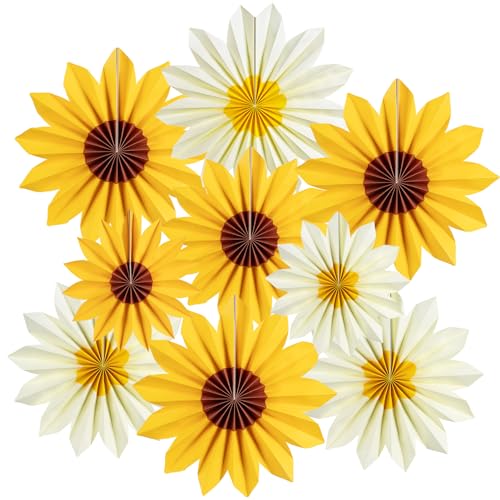 SUNBEAUTY 9 Stück Sonnenblumen Papierfächer Party Dekoration Gelb Seidenpapier Fächer Beige Hängende Girlande für Geburtstag Hochzeit Tischdeko Abschluss Party Deko SUNBEAUTY 9 Stück Sonnenblumen Papierfächer Party Dekoration Gelb Seidenpapier Fächer Beige Hängende Girlande für Geburtstag Hochzeit Tischdeko Abschluss Party Deko von SUNBEAUTY