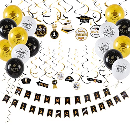 SUNBEAUTY Abschluss Deko Set 2024 Graduation Banners 30er Graduierung Spiralen Schwarz Gold 15 Luftballons SUNBEAUTY Abschluss Deko Set 2024 Graduation Banners 30er Graduierung Spiralen Schwarz Gold 15 Luftballons von SUNBEAUTY