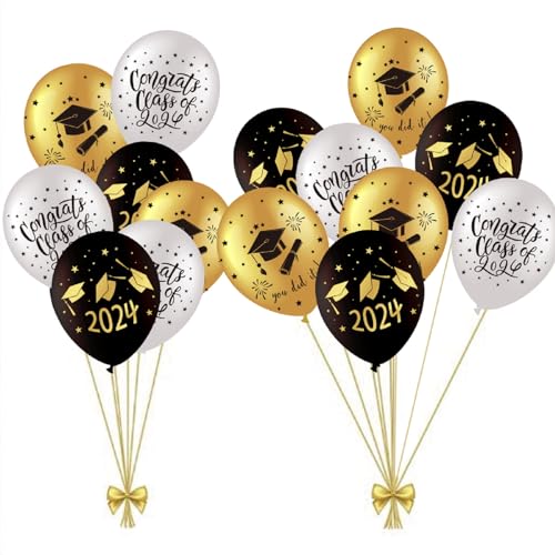 SUNBEAUTY Abschlussfeier Luftballons Graduation Dekoration 2024 Abi Bachelor Graduierung Party (15er Set) von SUNBEAUTY