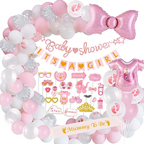 SUNBEAUTY Baby Shower Dekoration Mädchen,Babyparty Deko Mädchen, Rosa Deko Babyparty Luftballons, Mum to be Schärpe, Baby Girl Banner, Neugeborene Fotorequisiten Masken, Premium Wiederverwendbare SUNBEAUTY Baby Shower Dekoration Mädchen,Babyparty Deko Mädchen, Rosa Deko Babyparty Luftballons, Mum to be Schärpe, Baby Girl Banner, Neugeborene Fotorequisiten Masken, Premium Wiederverwendbare von SUNBEAUTY