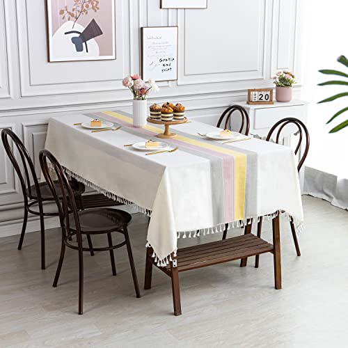 SUNBEAUTY Tischdecke Abwaschbar Baumwolle Leinen Rechteckige Tischtuch Elegant Tischwäsche Quasten Tischtücher 140x220 cm für Home Küche Speisetisch Dekoration SUNBEAUTY Tischdecke Abwaschbar Baumwolle Leinen Rechteckige Tischtuch Elegant Tischwäsche Quasten Tischtücher 140x220 cm für Home Küche Speisetisch Dekoration von SUNBEAUTY