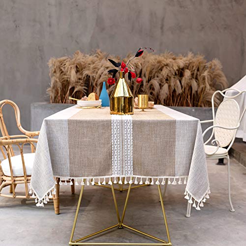 SUNBEAUTY Tischdecke Leinen Baumwolle Abwaschbar Tischtuch Rechteckig Tisch Decke Waschbare Tafeldecke 140x180 cm für Home Küche Speisetisch Dekoration von SUNBEAUTY