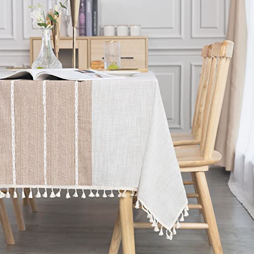 SUNBEAUTY Tischdecke Leinen Baumwolle Abwaschbar Tischtuch Rechteckig Tisch Decke Waschbare Tafeldecke 140x220 cm für Home Küche Speisetisch Dekoration von SUNBEAUTY