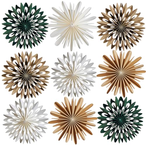 SUNBEAUTY Weihnachtsbaum Deko 3D Mini Papier Aufhängen Fächer Schneeflocke Hängen Papier Girlande Boho Pappsterne für Weihnachten Deko Heimdekoration,Tischdeko, Fensterdekoration (9 Stück,Natürliche) SUNBEAUTY Weihnachtsbaum Deko 3D Mini Papier Aufhängen Fächer Schneeflocke Hängen Papier Girlande Boho Pappsterne für Weihnachten Deko Heimdekoration,Tischdeko, Fensterdekoration (9 Stück,Natürliche) von SUNBEAUTY