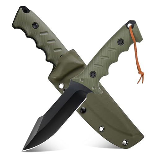 SUNEMY Outdoor Messer Ultra Scharfes Jagdmesser Feststehende Klinge, Perfektes Survival Messer mit Kydex Scheide,Robust Full Tang Bushcraft Messer,Camping Messer für Hunter Trekking Bushcraft Angeln von SUNEMY