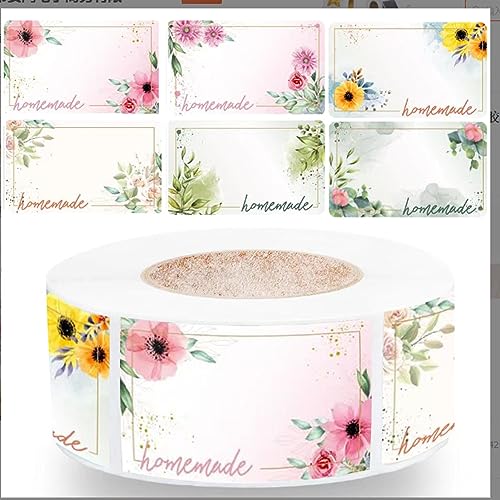 500Stück Etikettenaufkleber selbstklebende Blumenrahmen-Etiketten, beschreibbare Marmeladenaufkleber zum Etikettieren, bunte Blanko-Etikettenaufkleber für Marmeladengläser, Gewürzgläser(wie gezeigt) von SUNERLORY