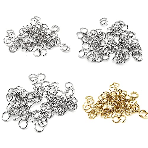 400 Stück Sprungringe, 1,2 mm x 8 mm/9 mm/10 mm, offene Ringe, Jump für Halskette, Armband, Ohrring, Jump-Ringe, für Basteln, Schmuckherstellung (Silber und Gold) von KtbeYTi