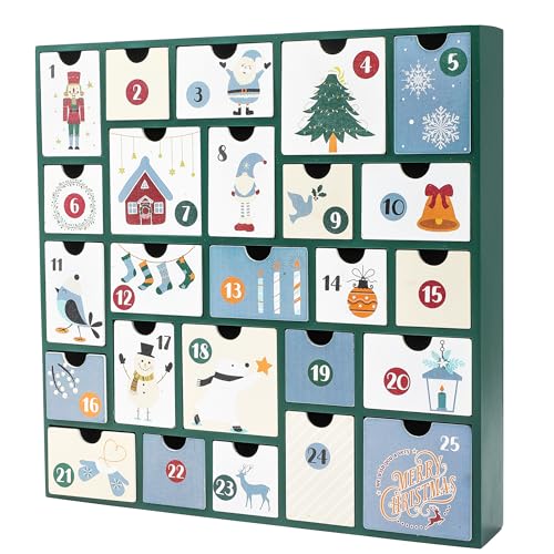SUNGIFT Adventskalender Holz - Grün Holz Wiederverwendbare Adventskalender mit 25 Schubladen, Weihnachten Leer Nachfüllbar Adventskalender zum Befüllen 2025 SUNGIFT Adventskalender Holz - Grün Holz Wiederverwendbare Adventskalender mit 25 Schubladen, Weihnachten Leer Nachfüllbar Adventskalender zum Befüllen 2025 von SUNGIFT