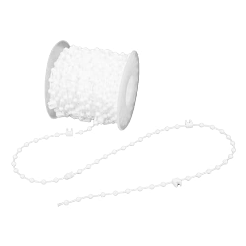 SUNGOOYUE 10 M Vertikale Blinde Perlenkette Roller Schattenverbindungskette DIY Home Dekoration Vorhangzubehör Ersatzteile für Römischem Schatten Weißer Eisen + Pom (10M(10CM)) von SUNGOOYUE