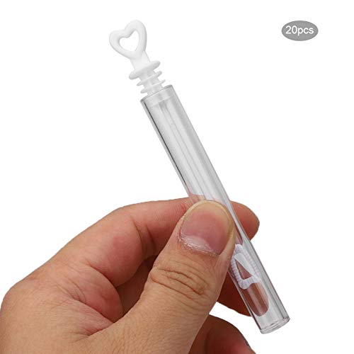 SUNGOOYUE 20pcs Leere Blase Seifenflasche, Plastik Leerer Blasenstab Röhrchen Spielzeug für Hochzeitsfeierdekoration (Liebe weiß (Ich Liebe Weiß) von SUNGOOYUE