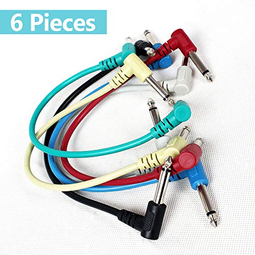 SUNGOOYUE Bucklos Bremsen 6pcs Gitarren-Patch-Kabel Ultra-flexibler 21 Cm Rechtwinkel TS-Stecker für Pedalplatten mit Abschirmungsdesign-stabiler Signalübertragung SUNGOOYUE Bucklos Bremsen 6pcs Gitarren-Patch-Kabel Ultra-flexibler 21 Cm Rechtwinkel TS-Stecker für Pedalplatten mit Abschirmungsdesign-stabiler Signalübertragung von SUNGOOYUE