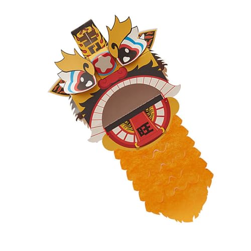 SUNGOOYUE Chinese Lion Dance Head DIY Parliament Paper Craft Model, Ideale Dekoration für Urlaubsgeschenke, Atmungsaktives und Leichtes Material (YELLOW) von SUNGOOYUE