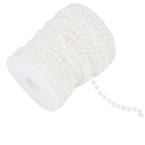 SUNGOOYUE DIY Hochzeitsdekoration: 25m/Roll Pearl Girland -Schnur, in Weiß oder Beige Erhältlich (WHITE) von SUNGOOYUE
