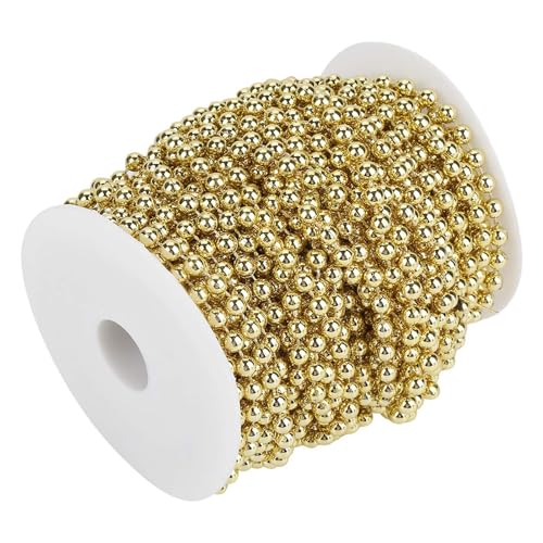 SUNGOOYUE Elegante 25 M/galvanische Konten Pearl -Verkäufer Garlandkette DIY Hochzeitsdekoration, Helle Rolle von 6 Mm, Absolute Perle, Zwei Farben (GOLD) von SUNGOOYUE