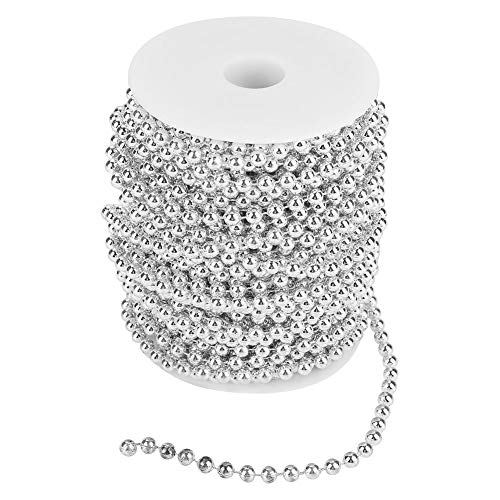 SUNGOOYUE Elegante 25 M/galvanische Konten Pearl -Verkäufer Garlandkette DIY Hochzeitsdekoration, Helle Rolle von 6 Mm, Absolute Perle, Zwei Farben (SILVER) von SUNGOOYUE
