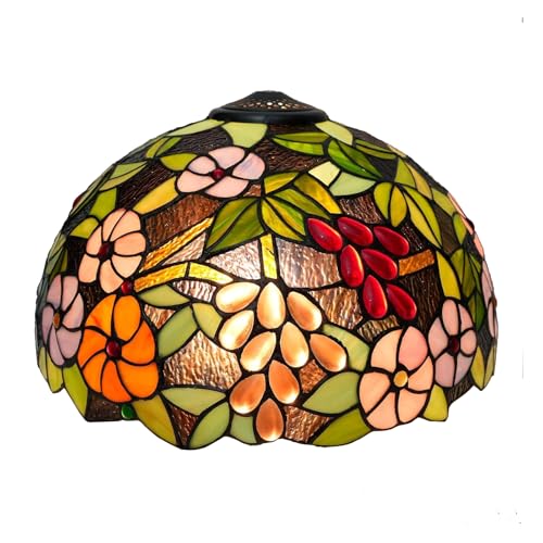 Lampenschirme aus Glas, 40,6 cm, Traubenblumen, gebeizter Schirm, Ersatz, pastorales Kunstdekor, Lampenschirme, Zubehör, passend für Tisch-, Boden-, Pendelleuchte Lampenschirme aus Glas, 40,6 cm, Traubenblumen, gebeizter Schirm, Ersatz, pastorales Kunstdekor, Lampenschirme, Zubehör, passend für Tisch-, Boden-, Pendelleuchte von SUNMME