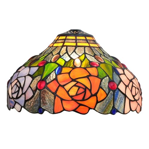 SUNMME 12-Zoll-Lampenschirm im Tiffany-Stil, rosafarbener Buntglas-Lampenschirm, Ersatz für Tischlampen, Pendelleuchte, Deckenleuchte SUNMME 12-Zoll-Lampenschirm im Tiffany-Stil, rosafarbener Buntglas-Lampenschirm, Ersatz für Tischlampen, Pendelleuchte, Deckenleuchte von SUNMME