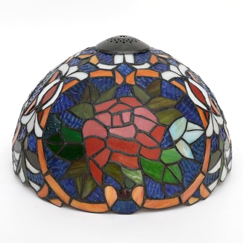 SUNMME 12-Zoll-Lampenschirm im Tiffany-Stil mit Rosenmotiv, Ersatz für Pastorale Romantik, Buntglas-Lampenschirm, nur für Tischlampen, Pendelleuchten SUNMME 12-Zoll-Lampenschirm im Tiffany-Stil mit Rosenmotiv, Ersatz für Pastorale Romantik, Buntglas-Lampenschirm, nur für Tischlampen, Pendelleuchten von SUNMME