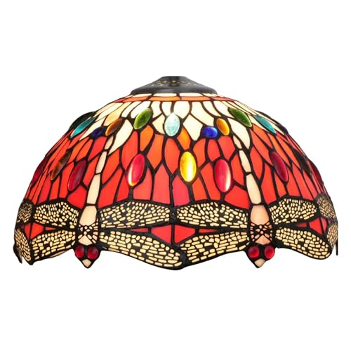 SUNMME 12 Zoll Libellen-Lampenschirm, Ersatz, Tiffany-Buntglas-Lampenschirme, rot, Vintage-Lichtabdeckung, passend für Boden-, Tisch-, Pendel-, Kronleuchter SUNMME 12 Zoll Libellen-Lampenschirm, Ersatz, Tiffany-Buntglas-Lampenschirme, rot, Vintage-Lichtabdeckung, passend für Boden-, Tisch-, Pendel-, Kronleuchter von SUNMME