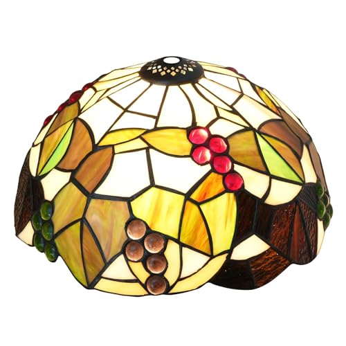 SUNMME 12 Zoll Tiffany-Stil Lampenschirm Trauben und Blätter Buntglas Lampenschirm Ersatz für Tisch Pendelleuchte Decke von SUNMME