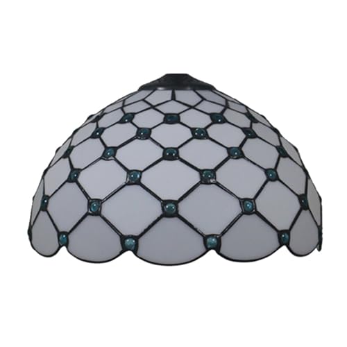 SUNMME 12 Zoll weißer Buntglas-Lampenschirm, nur Ersatz, Tiffany-Stil, Kristallperlen, Lampenschirm-Zubehör für Tischlampen, Pendelleuchte, Grün (Grün) (Blau, Einheitsgröße) von SUNMME