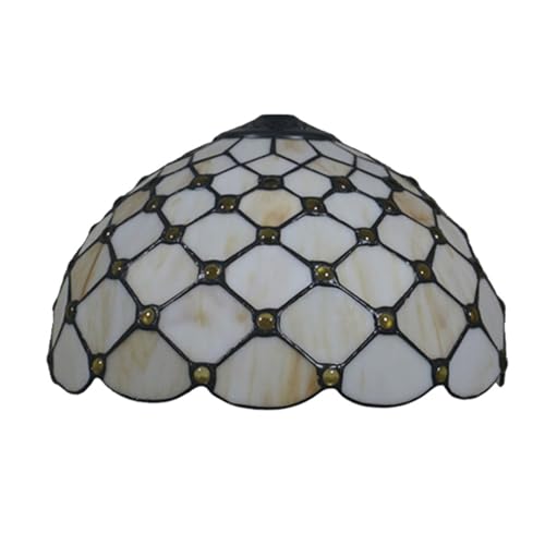 SUNMME 12 Zoll weißer Lampenschirm aus Buntglas, nur Ersatz, Lampenschirm-Zubehör aus Kristallperlen im Tiffany-Stil für Tischlampen, Pendelleuchte, Grün (Grün) (Gelb, Einheitsgröße) von SUNMME