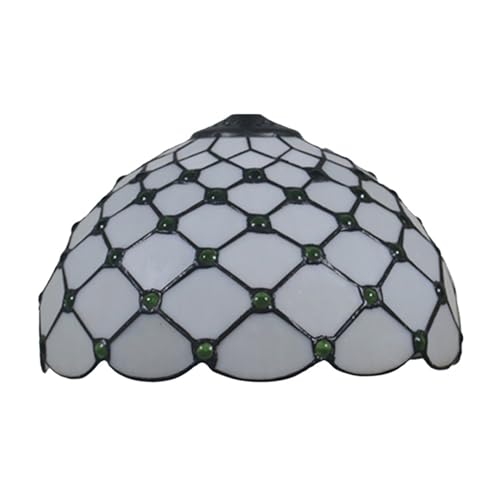 SUNMME 12 Zoll weißer Lampenschirm aus Buntglas, nur Ersatz, Tiffany-Stil, Kristallperlen, Lampenschirm-Zubehör für Tischlampen, Pendelleuchte, Grün (Grün) (Grün, Einheitsgröße) von SUNMME
