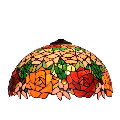SUNMME 16 Zoll Tiffany-Stil Lampenschirm Rose Buntglas Lampenschirm Ersatz für Kronleuchter Tischlampen Pendelleuchte Boden SUNMME 16 Zoll Tiffany-Stil Lampenschirm Rose Buntglas Lampenschirm Ersatz für Kronleuchter Tischlampen Pendelleuchte Boden von SUNMME