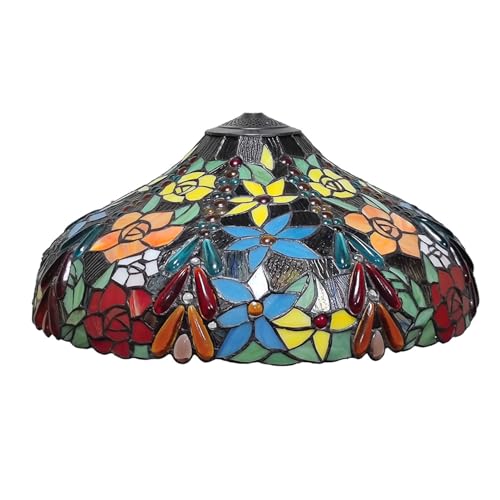 SUNMME 20-Zoll-Lampenschirm im Tiffany-Stil, Ersatz für einen Lampenschirm aus Buntglas im Retro-Stil mit Kristallperlen für Tischlampen, Pendelleuchten SUNMME 20-Zoll-Lampenschirm im Tiffany-Stil, Ersatz für einen Lampenschirm aus Buntglas im Retro-Stil mit Kristallperlen für Tischlampen, Pendelleuchten von SUNMME
