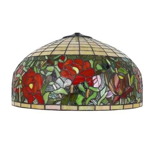 SUNMME 20 Zoll großer Ersatz-Lampenschirm im Tiffany-Stil mit Blumenmuster, Tulpen- und Rosen-Buntglas, nur für Tischlampen, Pendelleuchten und Stehlampen (Rose) (Rose, Einheitsgröße) von SUNMME
