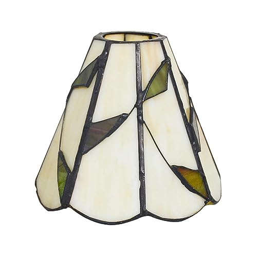 SUNMME 6-Zoll-Lampenschirm im Tiffany-Stil, Ersatz, grüne Blätter, Buntglas-Lampenschirm, nur für Tischlampen, Pendelleuchten, Wandleuchten, Beige, großes Loch (Blau, kleines Loch) (Beige von SUNMME