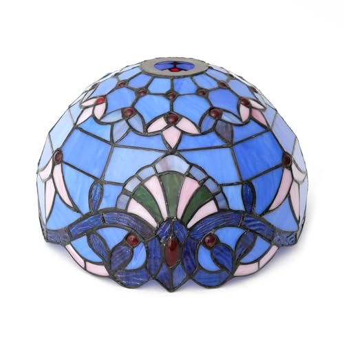 SUNMME Deckenlampenschirm, 30,5 cm, blau, Barock, Vintage, Buntglas, Lampenersatz, handgefertigt, Lampenschirm für Pendelleuchten, Stehlampen, Wandlampen SUNMME Deckenlampenschirm, 30,5 cm, blau, Barock, Vintage, Buntglas, Lampenersatz, handgefertigt, Lampenschirm für Pendelleuchten, Stehlampen, Wandlampen von SUNMME